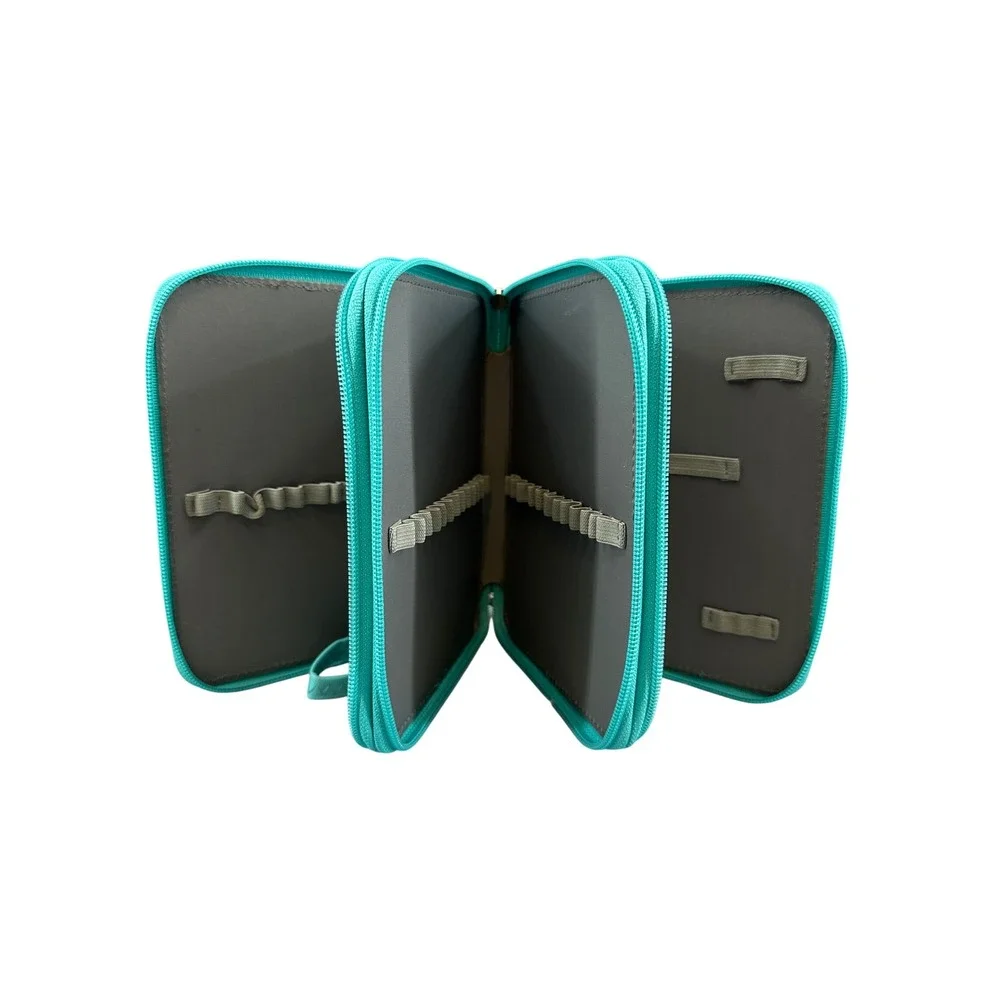 72 Slot Teal Zippered Pencil Case Art Supply Organizer Wristlet Travel Makeup